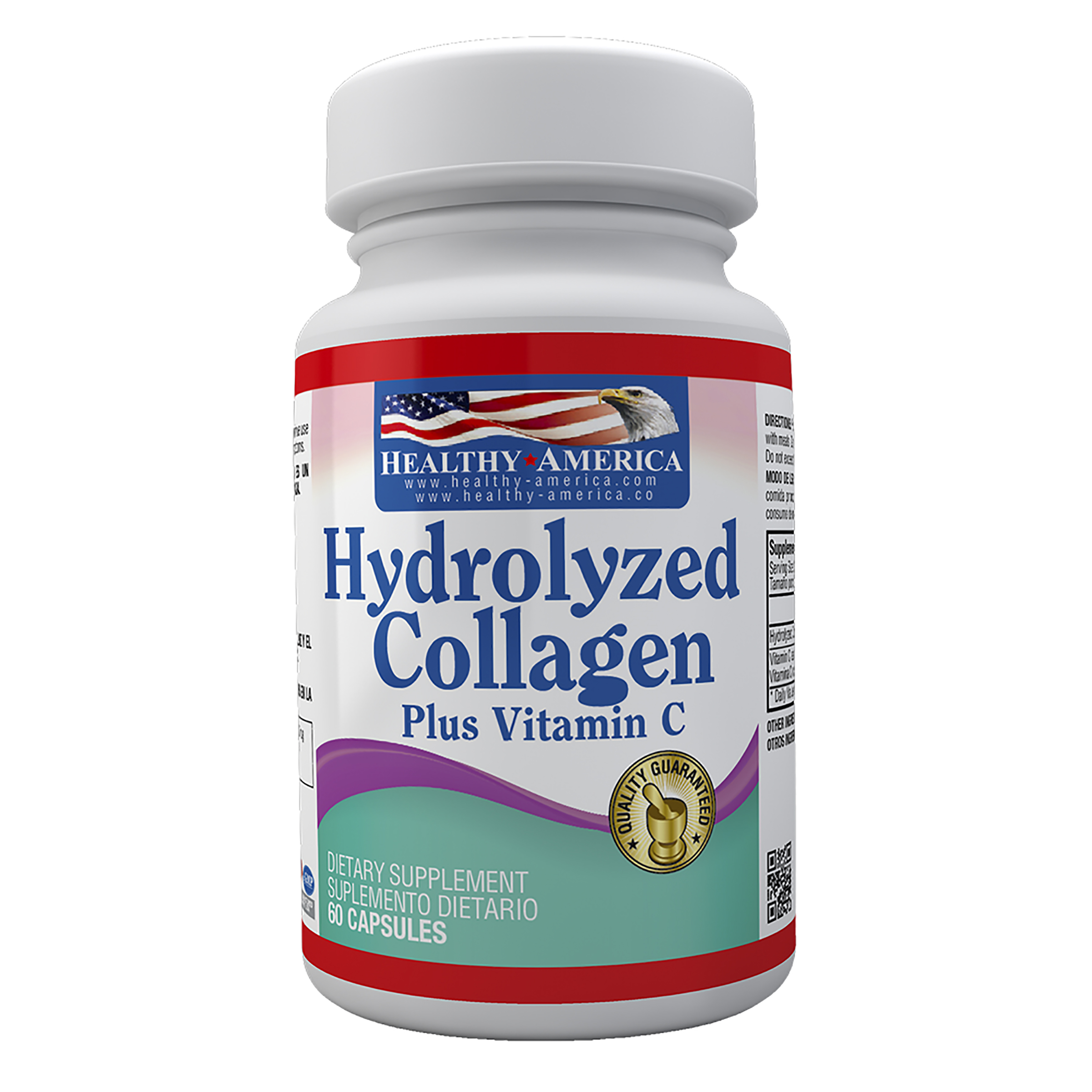 HYDROLYZED COLLAGEN 1500 MG PLUS VITAMIN C 60 CAP HEALTHY AMERICA