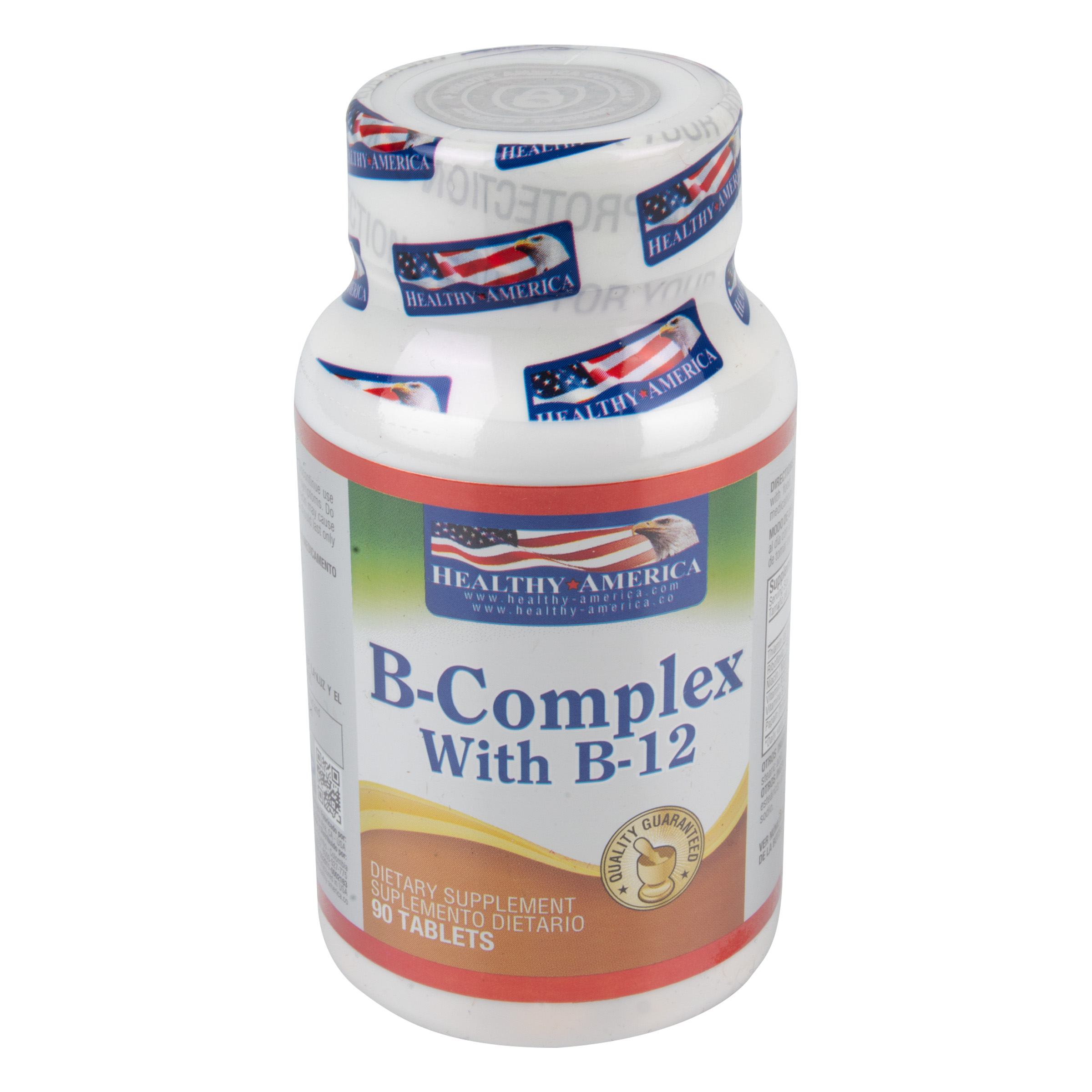 B COMPLEX whit B-12 FRASCO * 90 tabletas HEALTHY DE AMERICA 5