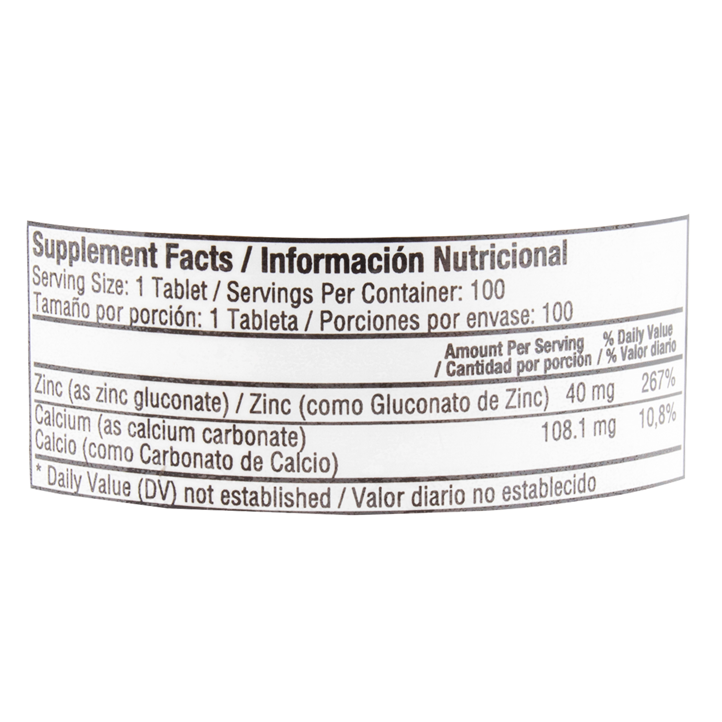 CHELATED ZINC 40MG X 100 TABLETAS 3