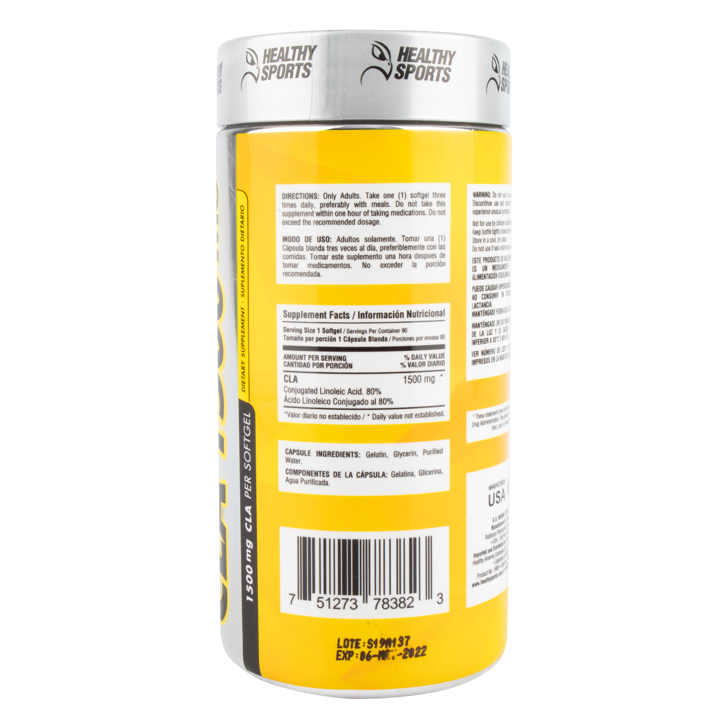 CLA 1500 MG FRASCO * 90 Soft Gel HEALTHY DE AMERICA 4