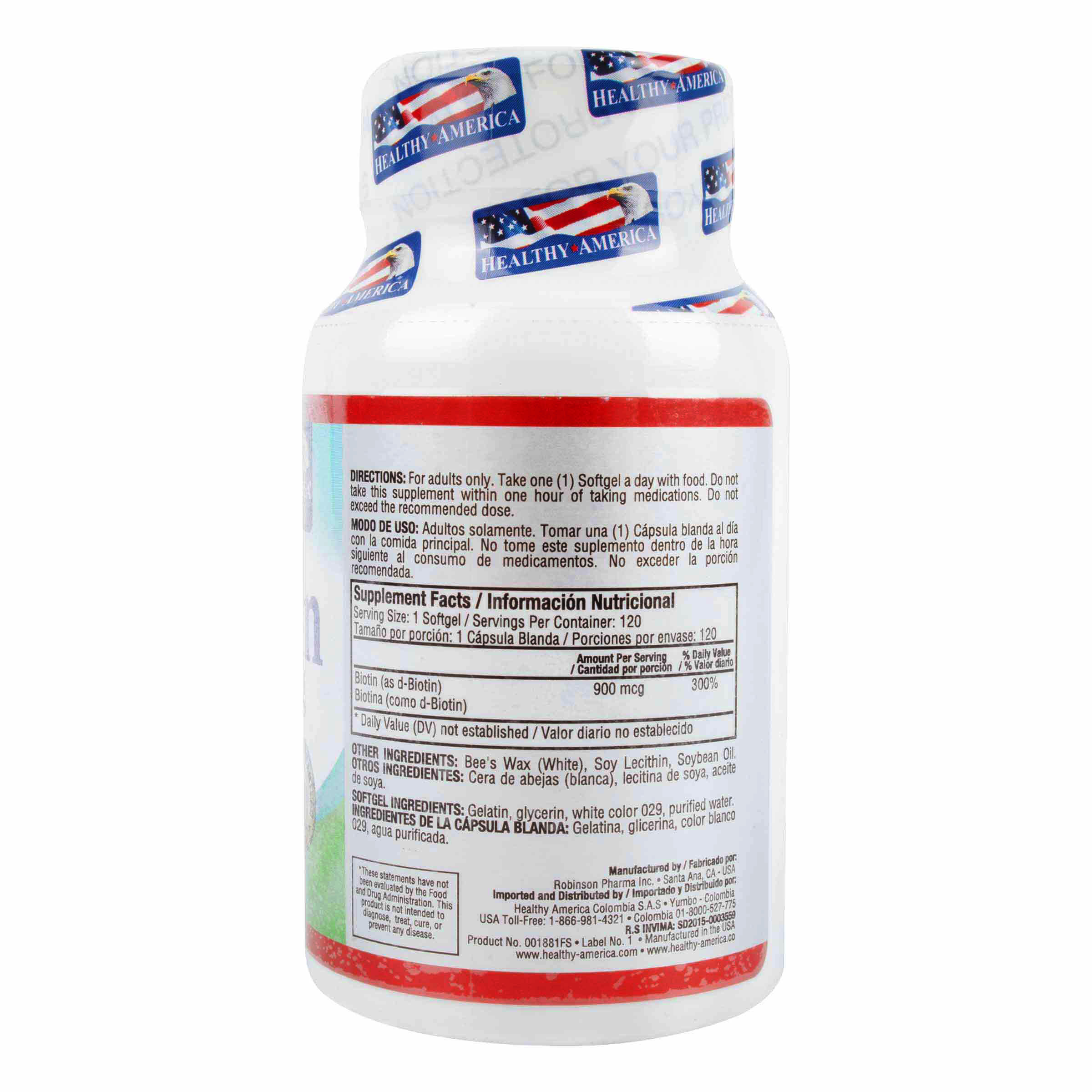 BIOTIN 900 MCG X 120 CAP HEALTHY AMERICA 4