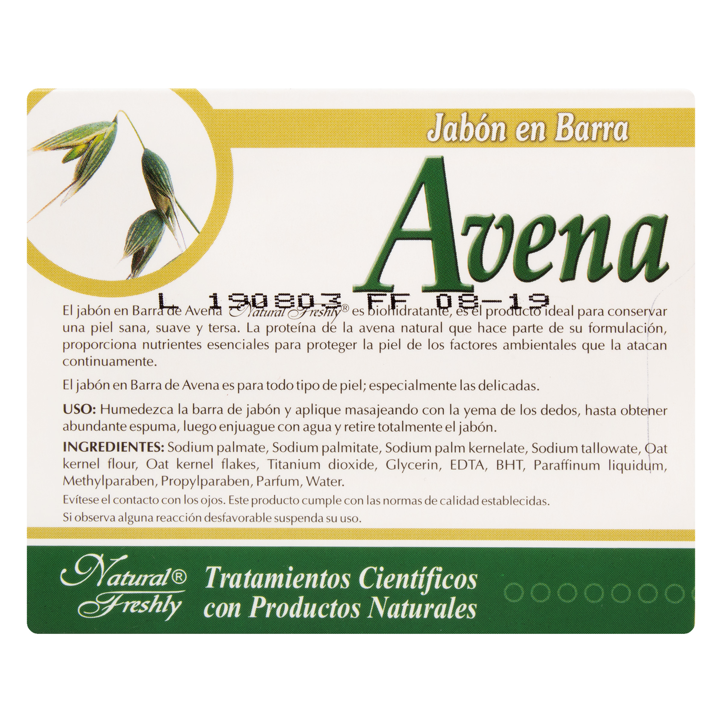JABON DE AVENA BARRA 90 G NATURAL FRESHLY 4