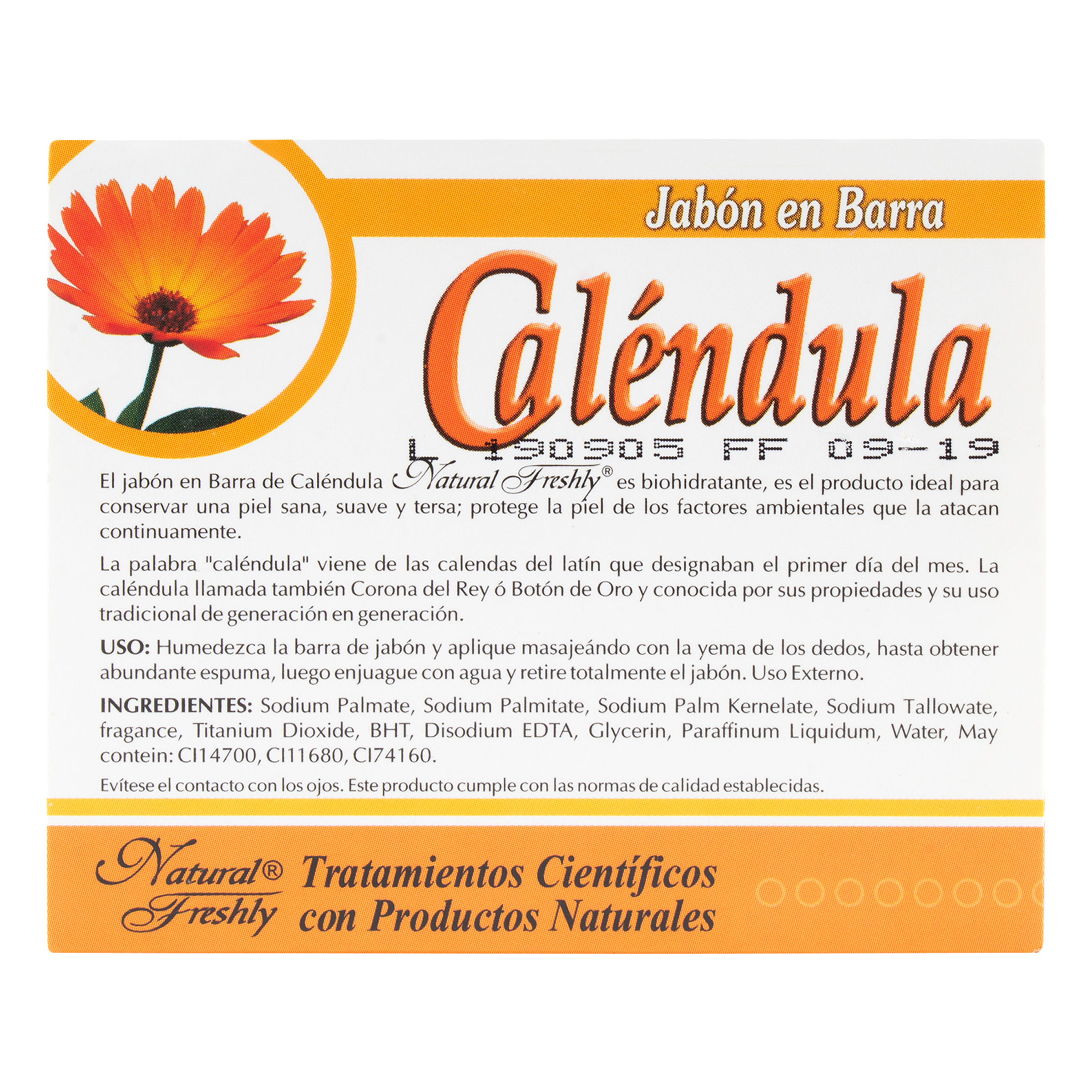 JABON DE CALENDULA BARRA * 90 G NATURAL FRESHLY 4